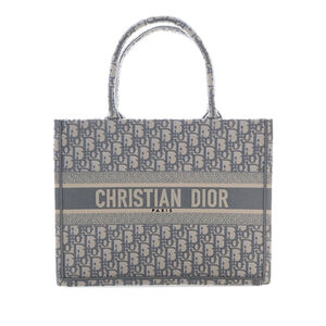 Pre-Loved Dior Medium Oblique Embroidered Canvas Book Tote